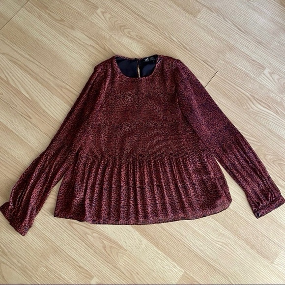 Zara Women's Maroon Textured Blouse Size XS - Picture 1 of 5